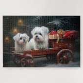 Maltese Sneeuwslee Kerst Decor Legpuzzel (Horizontaal)