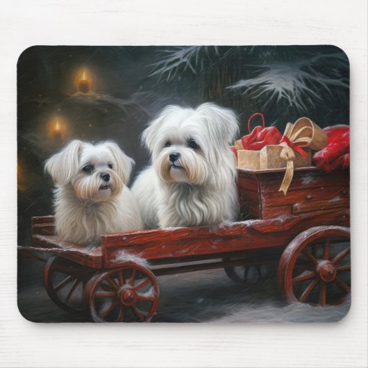 Maltese Sneeuwslee Kerst Decor Muismat (Voorkant)