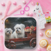 Maltese Sneeuwslee Kerst Decor Papieren Bordje (Feest)
