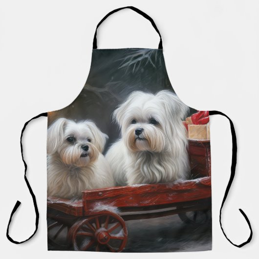 Maltese Sneeuwslee Kerst Decor Schort (Voorkant)