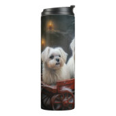 Maltese Sneeuwslee Kerst Decor Thermosbeker (Gedraaid links)