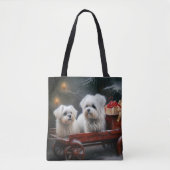 Maltese Sneeuwslee Kerst Decor Tote Bag (Voorkant)