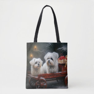 Maltese Sneeuwslee Kerst Decor Tote Bag