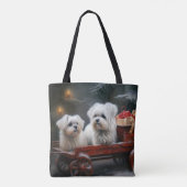 Maltese Sneeuwslee Kerst Decor Tote Bag (Achterkant)