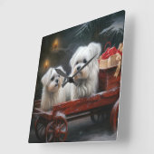 Maltese Sneeuwslee Kerst Decor Vierkante Klok (Hoek)