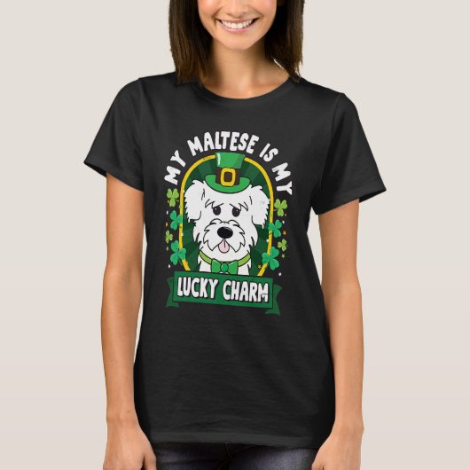 Maltese St Patricks Lucky Charm Mom Dad T-shirt (Voorkant)