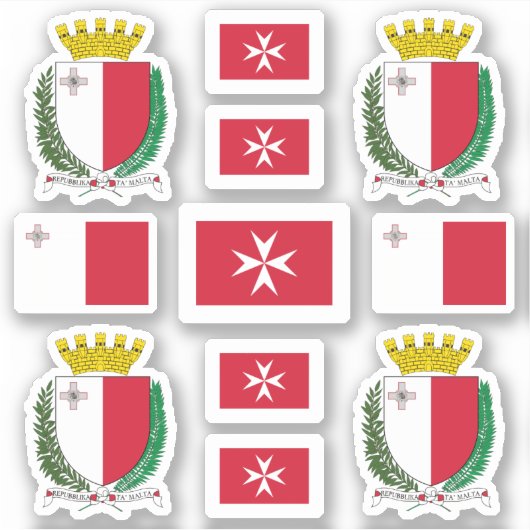 Maltese staatssymbolen / wapenschild en vlag sticker (Voorkant)