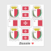 Maltese staatssymbolen / wapenschild en vlag sticker (Vel)