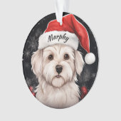 Maltese Terrier Aangepaste Kerstversiering Ornament (voorkant)