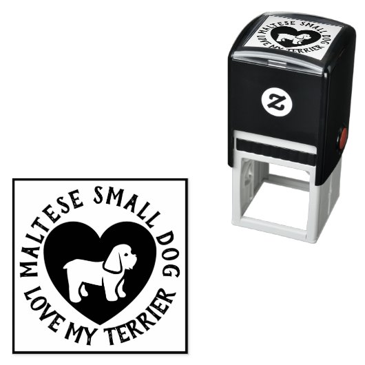 Maltese terrier Dog logo Love Scrapbooking Zelfinktende Stempel (In situ)