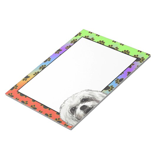 Maltese terrier Dog paw-patroon Notitieblok (Schuin)