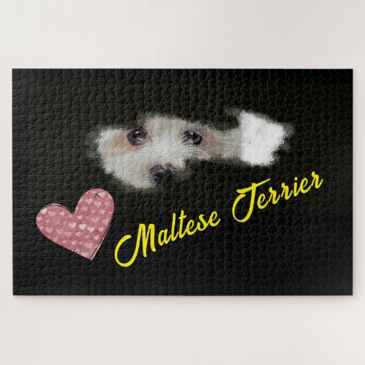 Maltese Terrier Ogen Effenkleurige Kleur 1000 stuk Legpuzzel (Horizontaal)