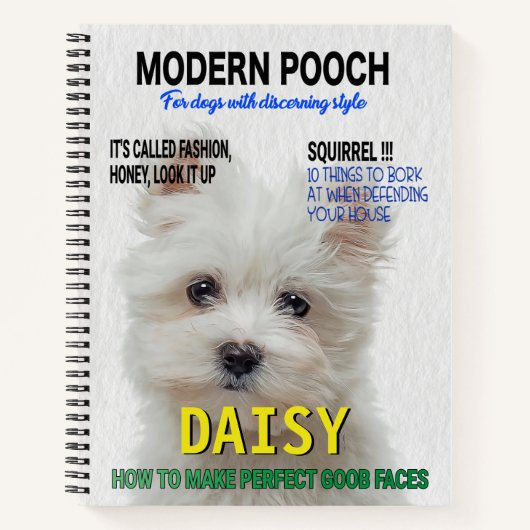 Maltese Terrier Parody Magazine Hoesje Notitieboek (Voorkant)