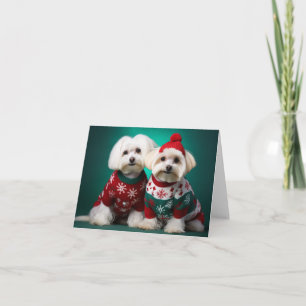 Maltese Terriers Kerst Kaart
