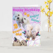 Maltese tweeling Verjaardag Kaart (Gele Bloem)
