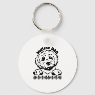 Maltese vader zwart-wit ontwerp Maltese hond Sleutelhanger