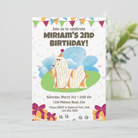 Maltese verjaardagsuitnodiging kaart (Staand voorkant)