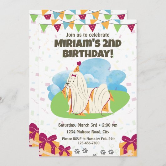 Maltese verjaardagsuitnodiging kaart (Voorkant / Achterkant)