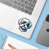 Maltese VinylSticker Sticker (Laptop met iPhone)