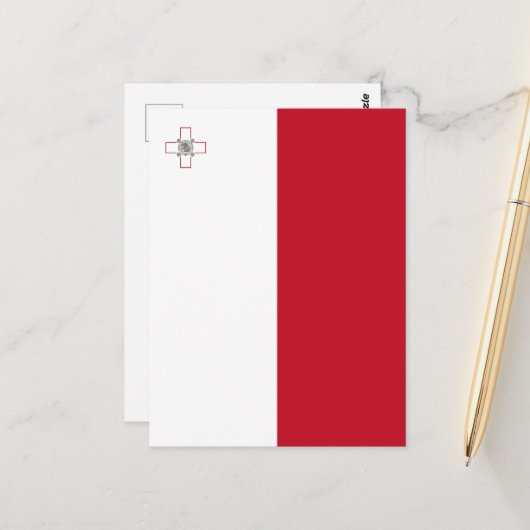 Maltese vlag briefkaart (Voorkant / Achterkant in situ)