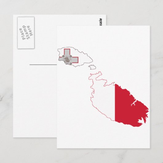 Maltese vlag briefkaart (Voorkant / Achterkant)