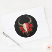 Maltese Vlag Bull Skull met Rode Rozen Ronde Sticker (Envelop)
