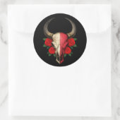 Maltese Vlag Bull Skull met Rode Rozen Ronde Sticker (Tas)