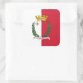 Maltese Vlag & Wapen, Vlag van Malta Vierkante Sticker (Tas)