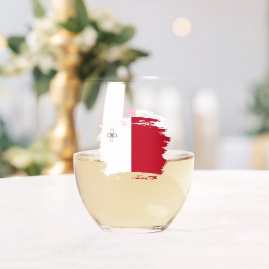 Maltese vlag wijnglas zonder voet (Insitu (Huwelijk))
