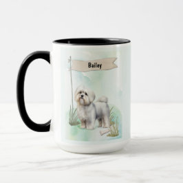 Maltese Watercolor Personalized Dog Mok