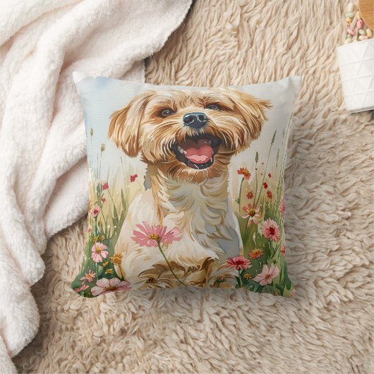 Maltese Watercolor Throw Pillow Kussen (Deken)