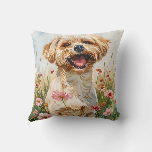 Maltese Watercolor Throw Pillow Kussen (Achterkant)