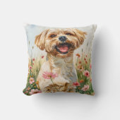 Maltese Watercolor Throw Pillow Kussen (Voorkant)