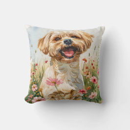 Maltese Watercolor Throw Pillow Kussen
