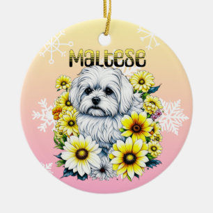 Maltese Waterverf Ai Art voor Hondenbezitters Ther Keramisch Ornament
