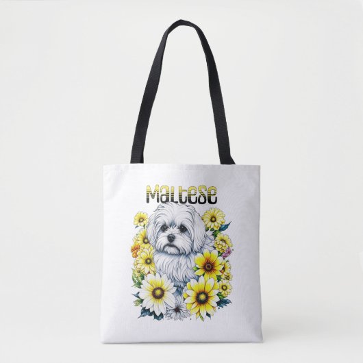 Maltese Waterverf Ai Art voor Hondenbezitters Tote Bag (Voorkant)