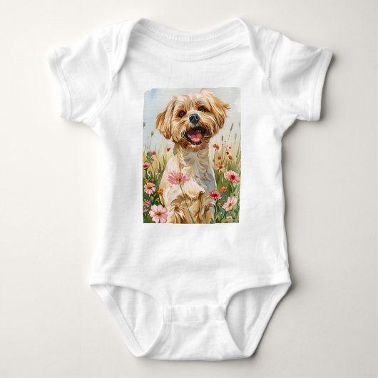 Maltese-waterverfbabypak Romper (Voorkant)