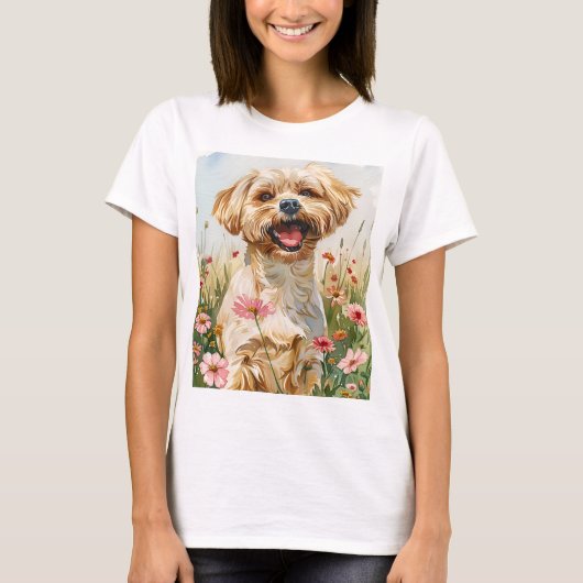 Maltese-waterverftechniek Dames T-shirt (Voorkant)