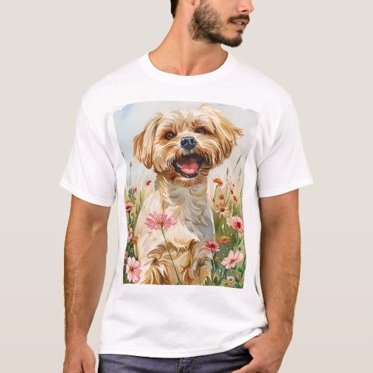 Maltese-waterverftekeningen voor heren T-shirt (Voorkant)