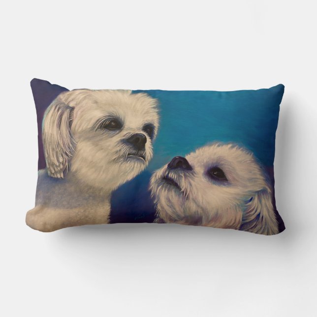 Maltese witte Puppies Kussen (Voorkant)