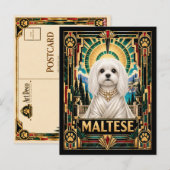 Maltezer, Art Deco Hond Briefkaart (Voorkant / Achterkant)
