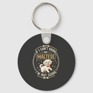 Maltezer gaat niet met rode strik hond Botten Fram Sleutelhanger