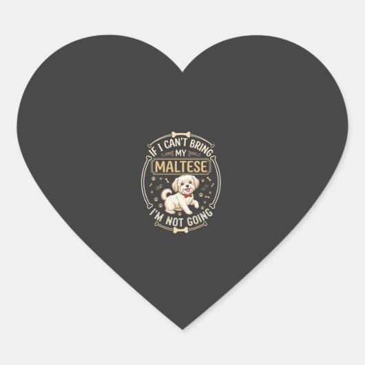 Maltezer gaat niet met rode vlinderdas bottenframe hart sticker (Voorkant)
