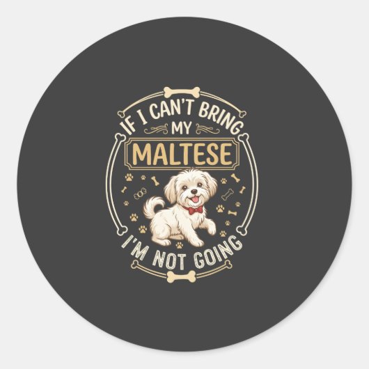Maltezer gaat niet met rode vlinderdas bottenframe ronde sticker (Voorkant)