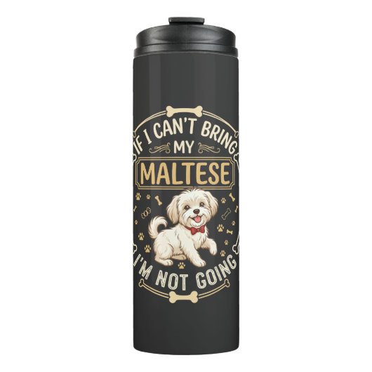 Maltezer gaat niet met rode vlinderdas bottenframe thermosbeker (Voorkant)