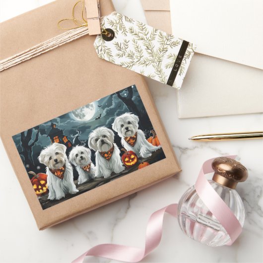 Maltezer Halloween Griezelen Rechthoekige Sticker (Geschenken)