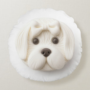 Maltezer Hond 3D Geïnspireerd Rond Kussen