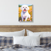 Maltezer Hond Bloem Veld Schilderij Canvas Afdruk (Insitu (Slaapkamer))