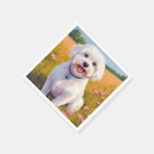 Maltezer Hond Bloem Veld Schilderij Servet (Hoek)