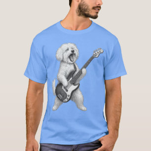 Maltezer hond die rockmuziek speelt op basgitaar H T-shirt